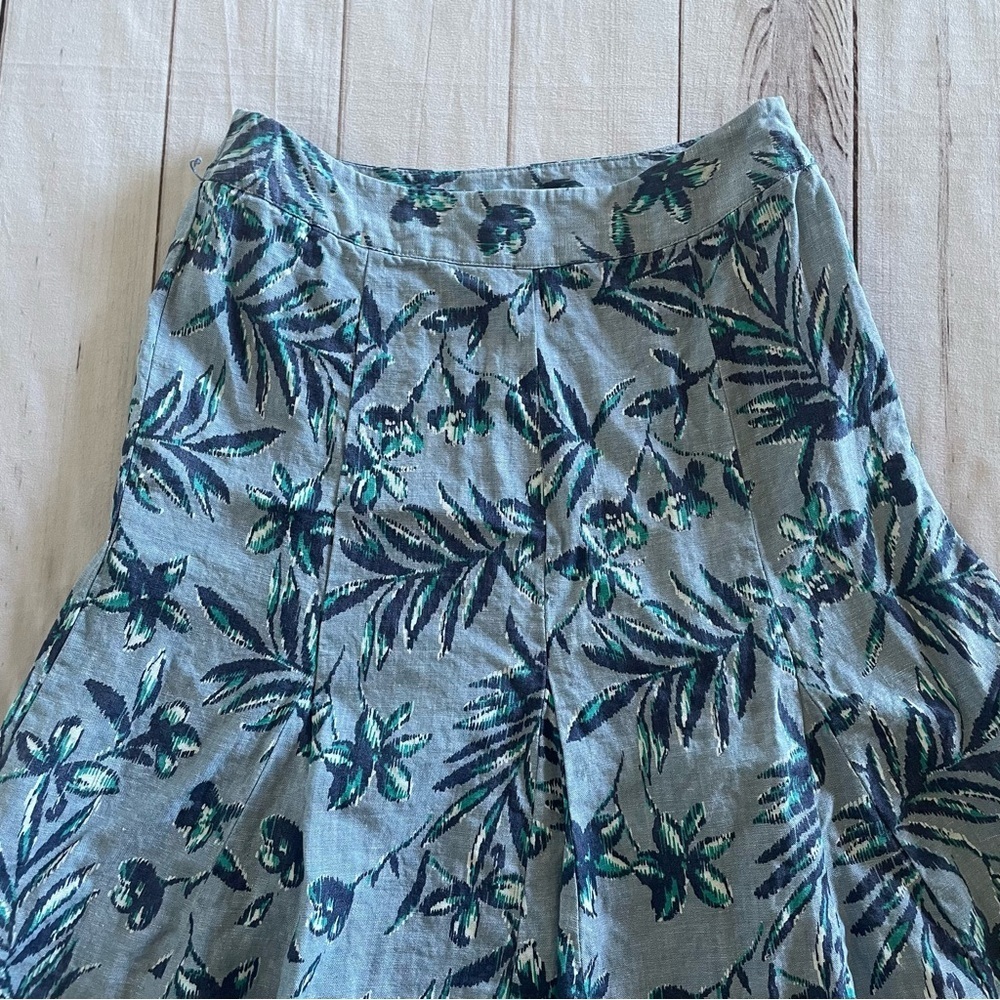 JM Collection Pleated Linen Skirt Women’s 10 Petite Floral Flowy Coastal Cottage - Picture 3 of 10